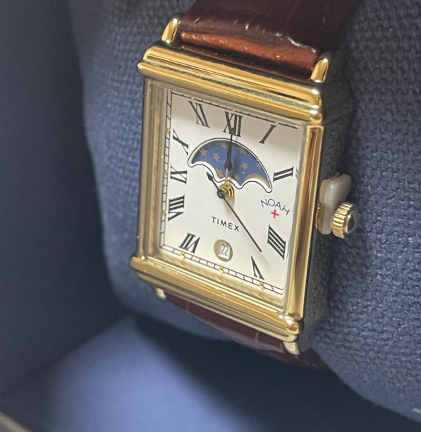 Timex x Noah Moon Phase Watch Brown Gold Leather Rectangular New