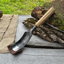Hand Forged Spoon Carving Gouge, 52100 Steel, Ash, Bent Gouge for Woodworking.