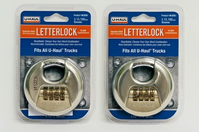 U HAUL 2-Pack U-Haul LetterLock 80mm Disc Round Locks Resettable Word Combo Padlock