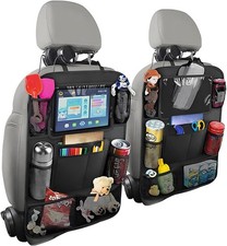 KHGUZ 2PCS Car Seat Back Organizer, Waterproof Vehicle Storage Bag with Touch Sc