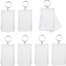 Hitefu 2x3 Inch Acrylic Photo Keychain Blanks, Rectangle Picture Frame 8 Clear