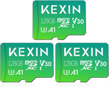128GB Micro SD Card 3 Pack with Adapter - up to 90Mb/S 4K, V30, A1, C10, 4K UHD