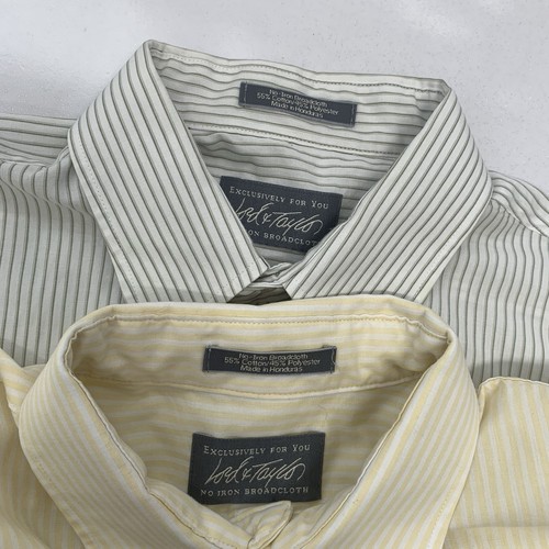 Lord Taylor Mens Button Down Shirt 15 1/2 Lot of 2 Broadcloth No Iron Striped - Picture 8 of 9