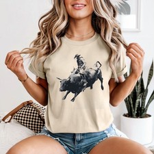 Rodeo Bull Riding Sports Womens T-Shirt Cowboy Action