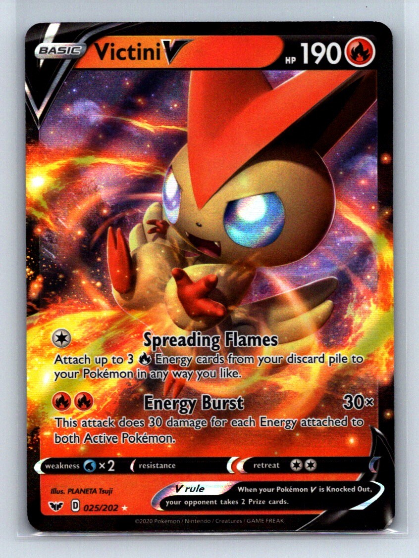 Victini V SWSH01: Sword & Shield Base Set #025/202 Pokemon Card TCG - NM