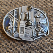 Vtg 1988 TELEPHONE LINEMAN PHONE WORKER SiSKiYOU Z-50 BELT BUCKLE 4 2"Wide Belt
