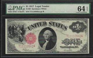 $1 Legal Tender series 1917 PMG Choice Unc. 64 EPQ