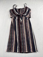 Derek Heart Dress Women’s Size Medium Stripped Sundress Smocked Back Tie Front