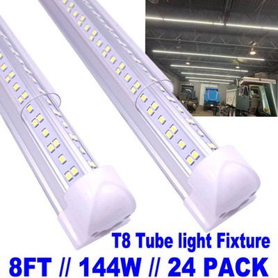 8FT LED Shop Light Fixture 144w 18000LM, 6500K  Integrated Tube Light 24PACK