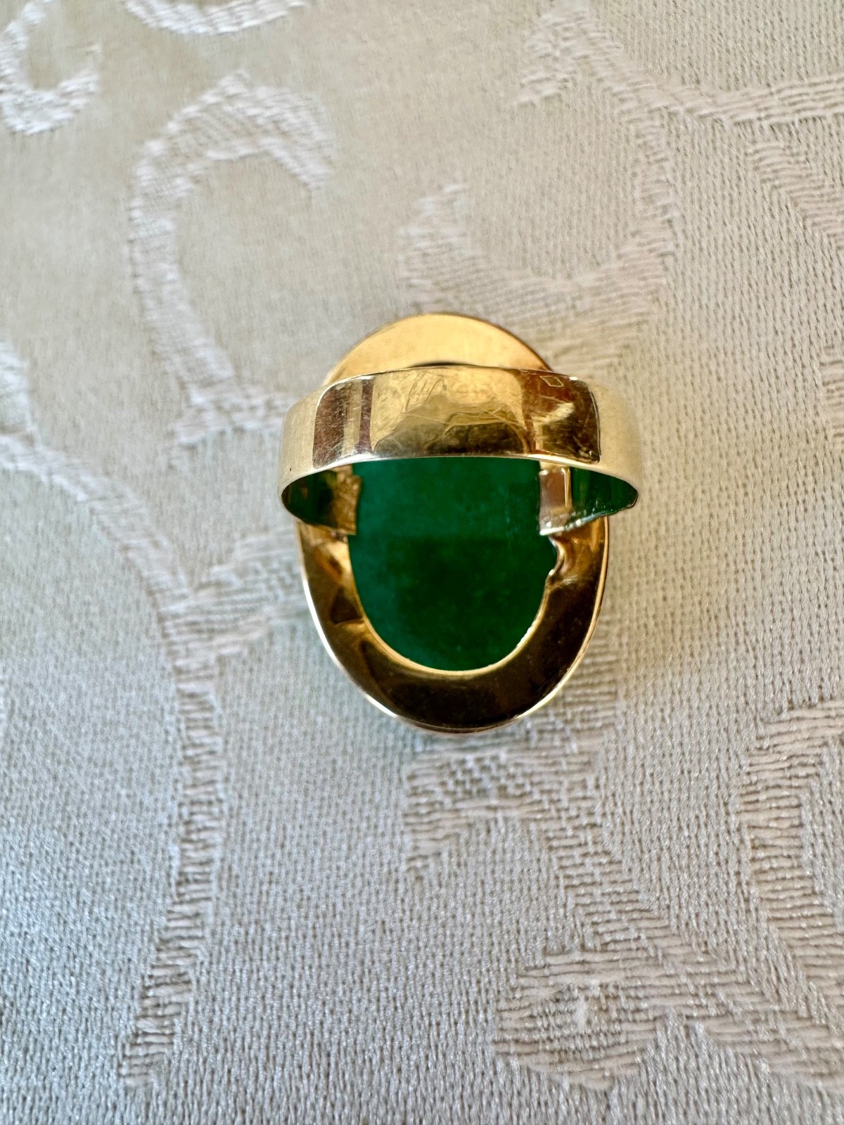 14k SOLID GOLD OVAL SOLITAIRE HUGE GREEN CHALCEDO… - image 7