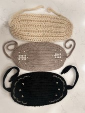3 Charming VTG Ladies Knit Ear Warmer Tie Headbands Beaded Made In Italy Japan