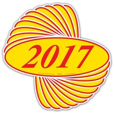 EZ-Line Oval Model Windshield Year Stickers for Car Windows Red and Yellow La...