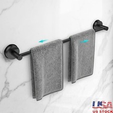 Adjustable Suction Cup Towel Bar Stainless Steel Easy Install Space Saver New