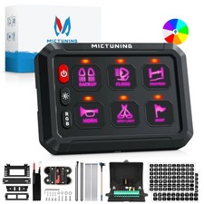12/24V 6 Gang RGB On/Off Switch Panel Toggle LED Light Bar Relay System Circuit