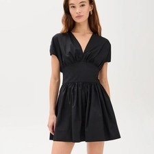 NWT Faithfull The Brand Auve Smocked Cotton Mini Dress Cover-up XS Minimalist