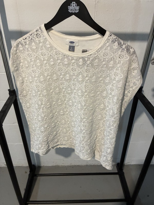 Women’s Old Navy White Lace Tank Top Size L 