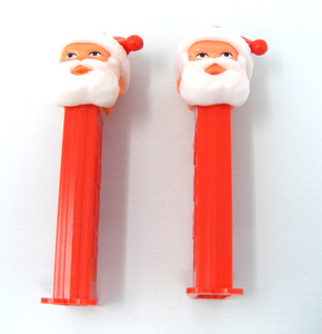 PEZ SANTA CLAUS CANDY DISPENSER WITH FEET, Made in Slovenia. Set of two.