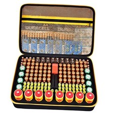 Battery Organizer Storage Case with Tester, Batteries Holder Box Brown