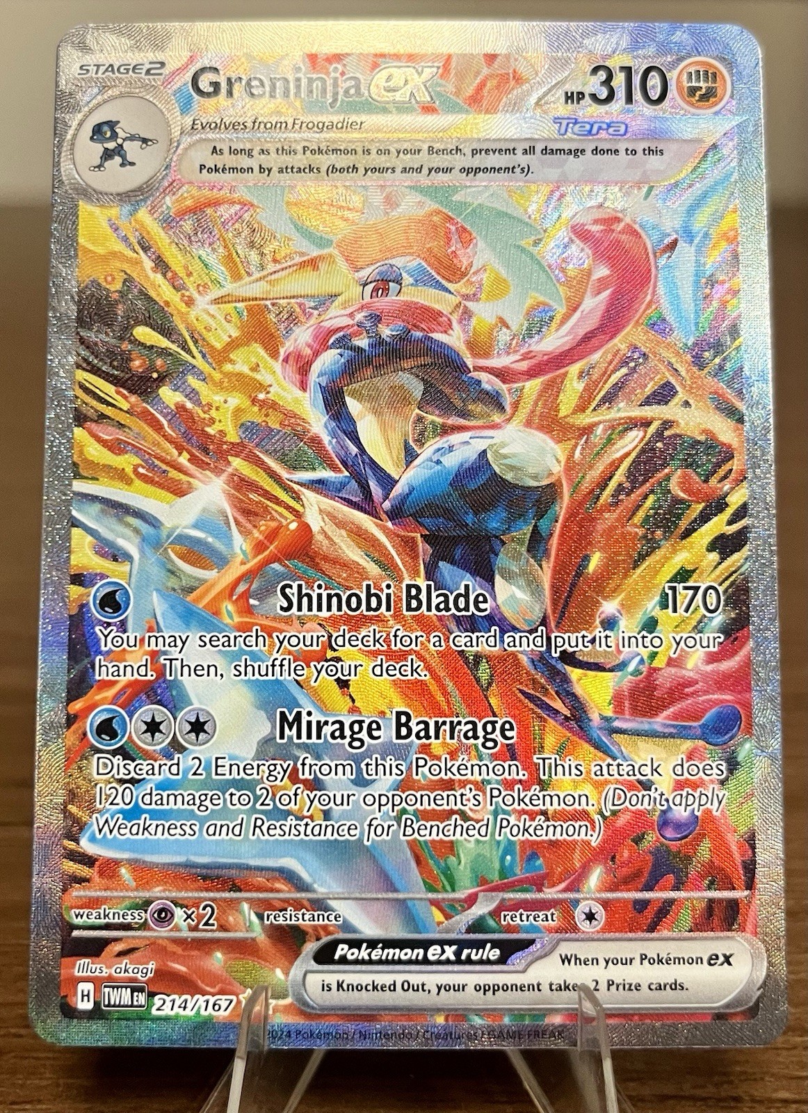 Pokemon TCG Greninja Ex 214/167 Twilight Masquerade Full Art SIR Holo NM/Mint