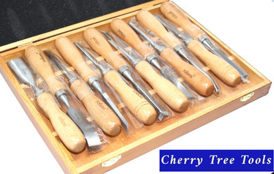 Rolson 12 Stück Holzschnitzbeitel Set 56121 ergonomische Griffe und Aufbewahrungskoffer
