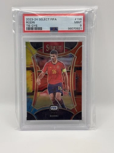 2023-24 Panini Select FIFA - Mezzanine Rodri #198 Tie-Dye Prizm /30 PSA 9