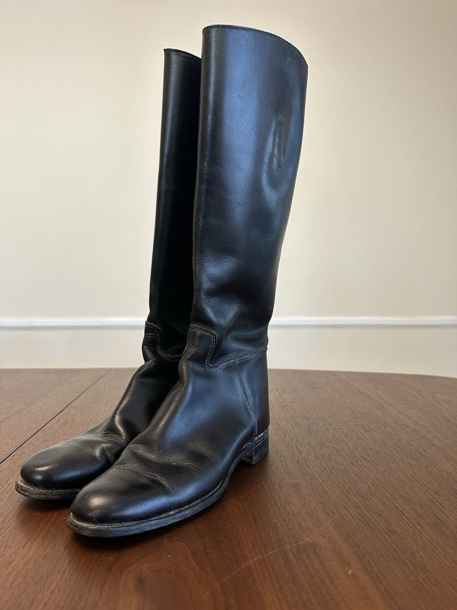 Imperial England Leather Equestrian Riding Boots 11 Black Tall Knee High Pull On English Equestrian Riding Dress and Field Boots for Men  main image 2