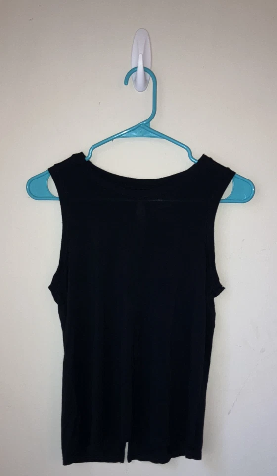 Halogen 女式黑色钥匙孔开衩背心 XS 码健身房运动休闲锻炼 — 第 4/4 张图片