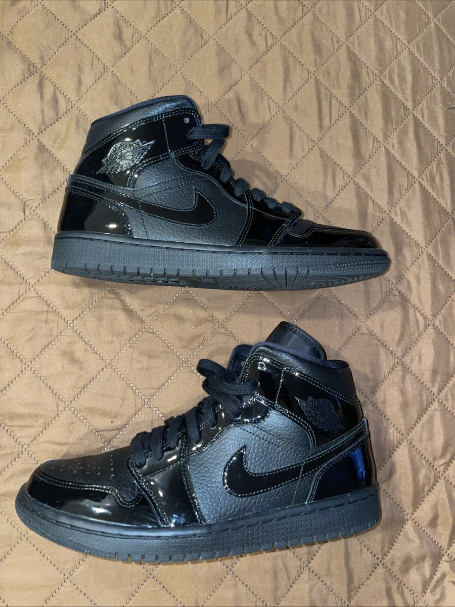 Jordan 1 Patent Mid Triple Black W | eBay