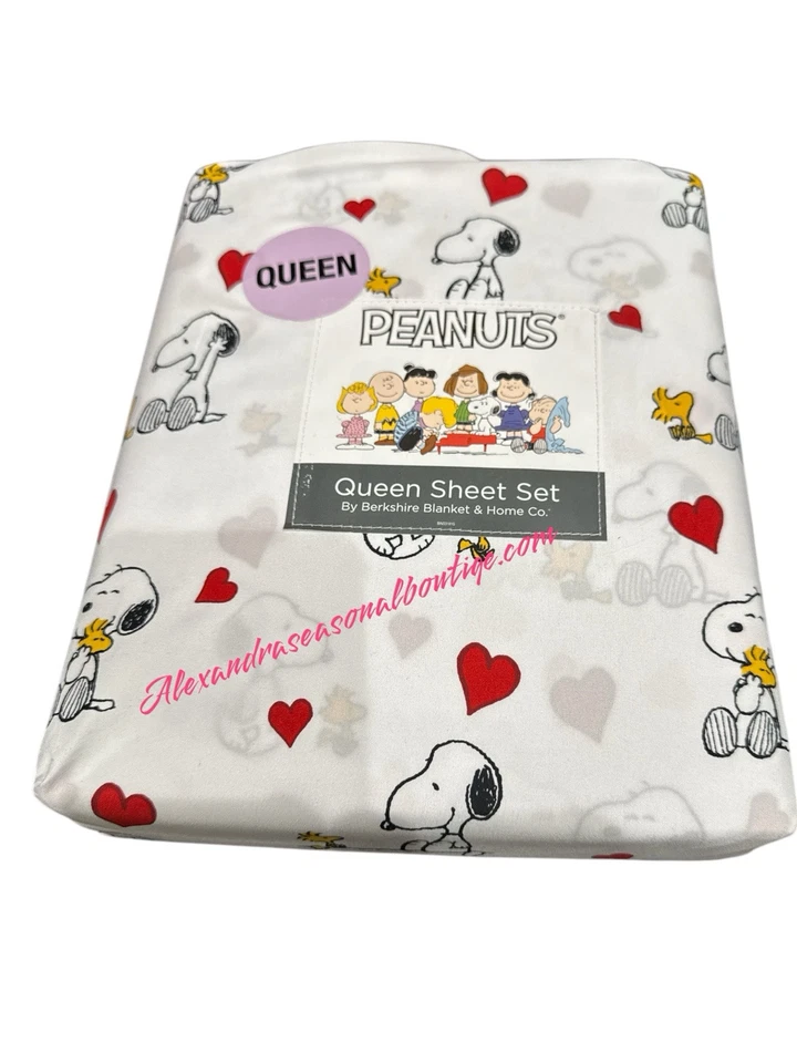 Juego de sábanas Peanuts Snoopy Berkshire Queen corazones rojos del día de Valnetines Foto 2 de 4