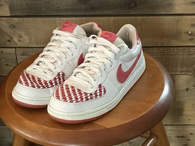 Nike Air Force 1 Red Woven 2006 Sneakers White/Red Leather 311958-161 Low Top
