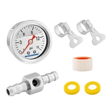 MEASUREMAN 0-15 Psi Glycerin Filled Fuel Pressure Gauge, 1.5” Dial, 0-15psi 