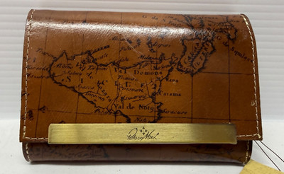 Patricia Nash Oliveri Leather Tri-Fold Wallet W/ RFID Protection RIOT RUST MAP