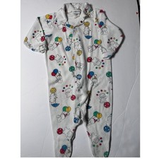 VTG Carters Baby Sleeper Footed Terry Cloth Teddy Bear Balloon Y2K 6-9 Month
