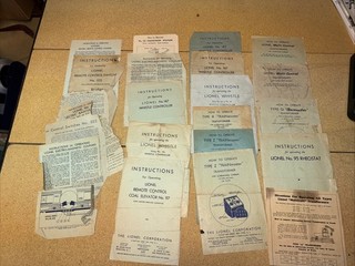 LOT OF LIONEL TRAINS O GAUGE PREWAR MISCELLANEOUS INSTRUCTION SHEETS