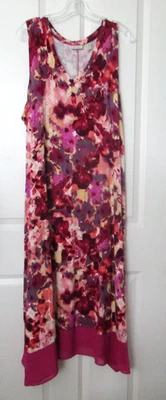 Logo By Lori Goldstein Women’s 2X Sleeveless V-Neck Tank Dress Chiffon Hem - Image 1 of 4