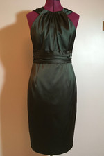 New David Meister Women's Satin Cocktail Ruched Style Sheath Dress Black Size 6