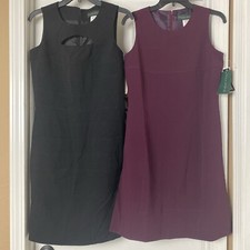 x2 Harve Benard Dress Sleeveless Size 6 Solid Black Plum Purple Career office