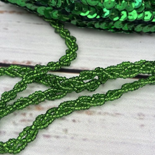 Vintage LA REGALE Green Sequin & Beaded Evening Handbag Purse Handmade NWT NOS - Picture 6 of 7