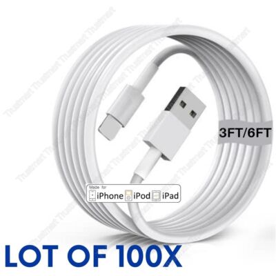 100X Lot Fast Charger Cable Heavy Duty For iPhone 13 12 11 XS XR 8 Charging Cord