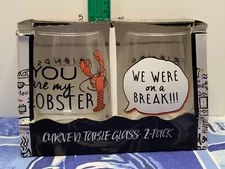 Friends Curved Table Glass 2-Pack How You Doin? & You Are My Lobster New In Box