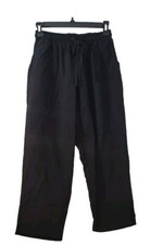 Women's Black Cotton Wide Leg Cropped Pant Size S