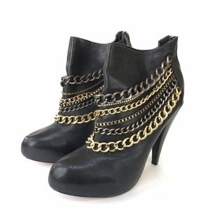 Bebe Negro Cuero Cadena múltiple acento Botines Talla 7 | eBay