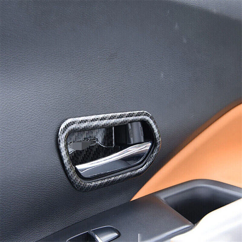 Patrón de fibra de carbono manija de puerta interior tazón cubierta embellecedor para Nissan Kicks 2018-24 Foto 3 de 4