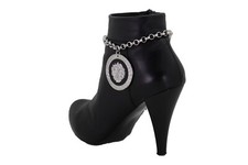 New Women Silver Color Metal Chain Boot Bracelet Anklet Shoe Charm Lion Big Coin