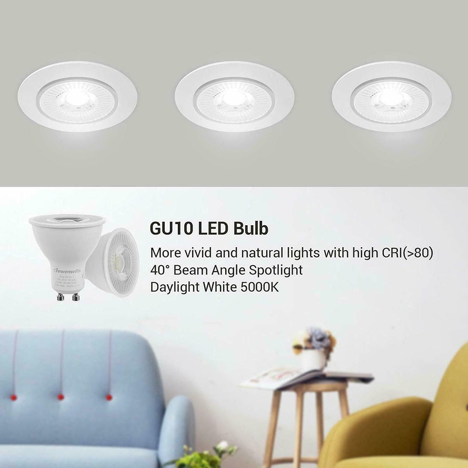 DEWENWILS 10 Pack GU10 LED Dimmable Bulb 5000K Daylight Track Lighting ...