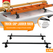 63 Adjustable Truck Cap Topper 2 Crossbars Aluminum Ladder Roof Rack Black New