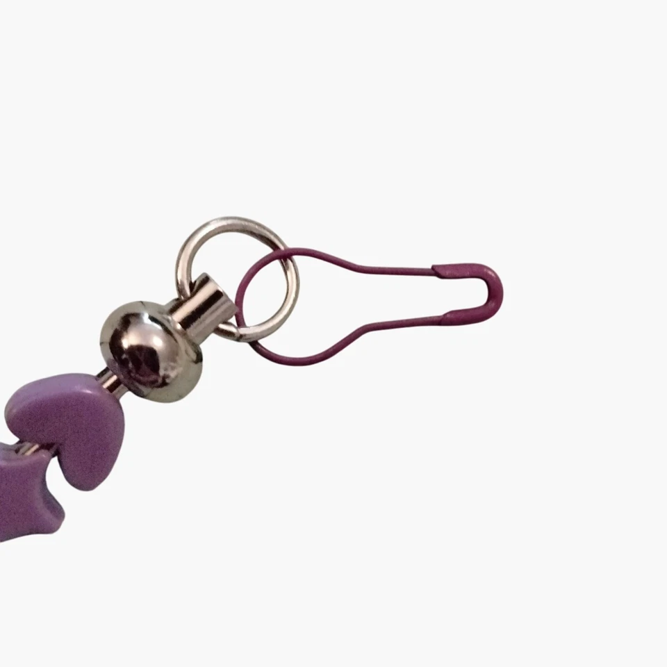 Beaded Bag Charm Zipper Pull Purple Heart Star Beads Key Fob Metal Clip - Image 4 of 4