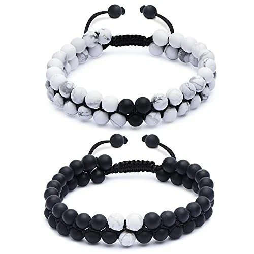 Couples Distance Bracelets His and Hers Matching Couples Genuine Stone Jewelry - Image 3 of 4