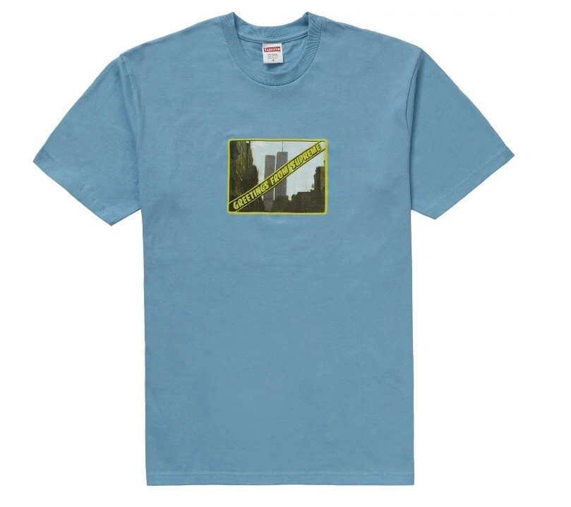 Supreme Greetings From NY Tee   Light Slate  Size Large Still In Plastic