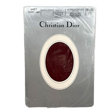 Christian Dior Nylon Pantyhose Size 2 Diorissimo Burgundy Ultrasheer  4443 VTG